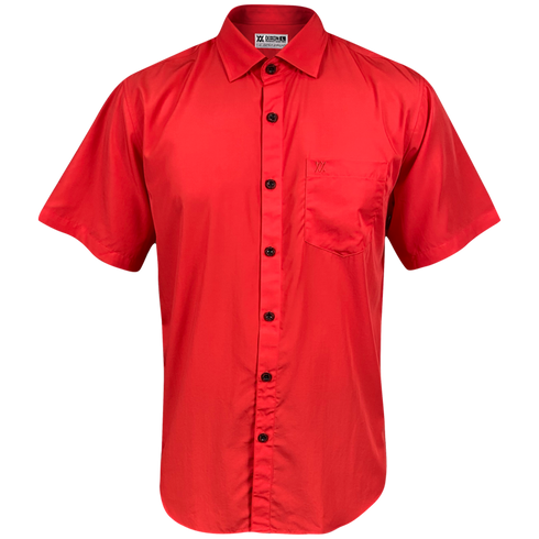 BAMBOO SHORT SLEEVE BUTTON UP RED 2.0 - MENS